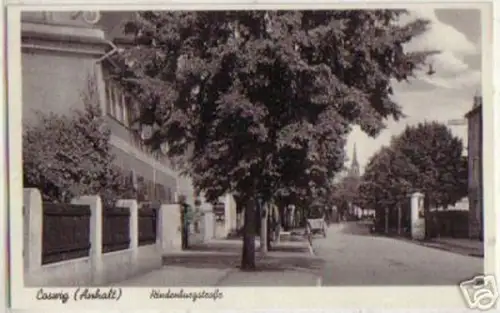15307 Ak Coswig Hindenburg-Straße m. Litfaßsäule um1930