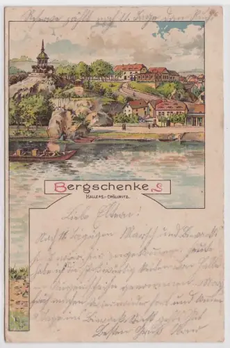 97371 Ak Halle Cröllwitz Totalansicht der Bergschenke 1900
