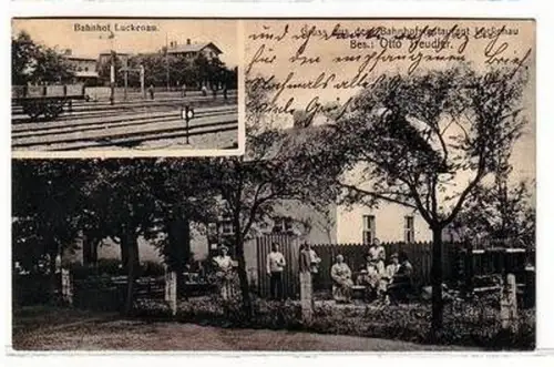 57233 Mehrbild Ak Gruß aus dem Bahnhofsrestaurant Luckenau 1909