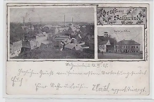 23603 Mehrbild Ak Gruß aus Salzmünde Gasthof zur Fortuna und Draufsicht 1905