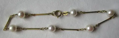 hochwertiges 585er Gold Armband Gliederarmband mit Perlen (163048)