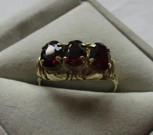 eleganter Prager Jugendstil Art Nouveau Granat Ring 333er Gold (163240)