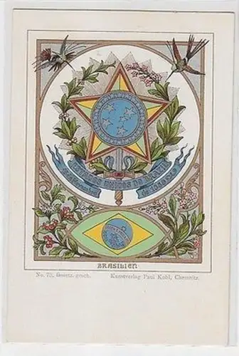 63108 Wappen Ak Lithographie Brasilien um 1900