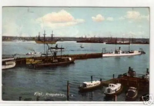 07581 Ak Kiel Kriegshafen mit Schiffen 1907