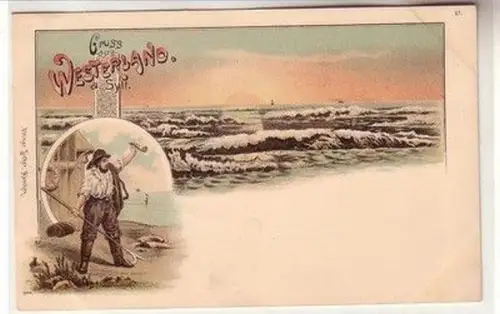 60560 Ak Lithographie Gruß aus Westerland auf Sylt um 1900