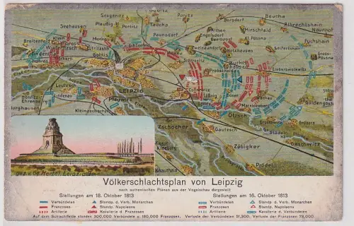 53180 AK Völkerschlachtsplan Leipzig n. authentischen Plänen aus der Vogelschau