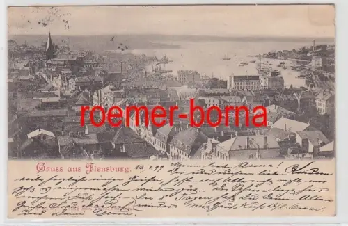 78951 Ak Gruß aus Flensburg Totalansicht 1899