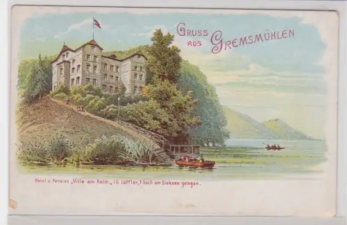 91164 AK Gruss aus Gremsmühlen - Hotel & Pension 'Villa am Holm' am Dieksee