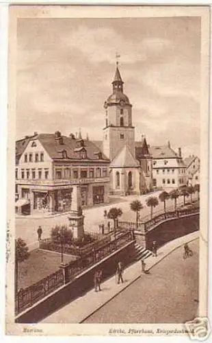 00753 Ak Meerane Kirche mit Kriegerdenkmal 1914