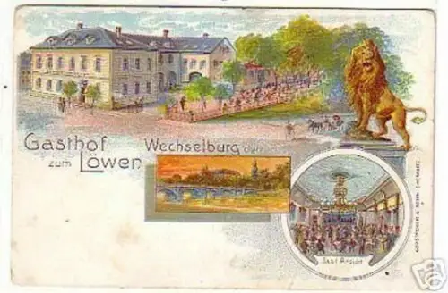 03768 Ak Wechselburg Gasthof zum Löwen um 1900