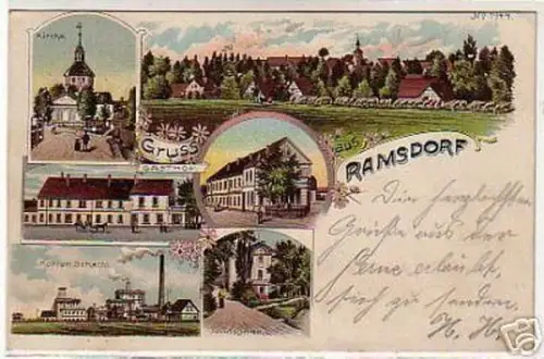 04741 Ak Gruß aus Ramsdorf Kohlenschacht usw. 1906