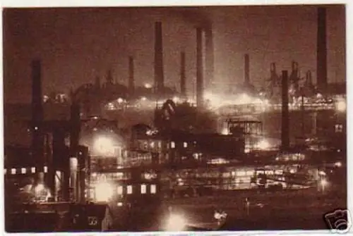 05679 Ak Völklingen Eisen Werke bei Nacht um 1930