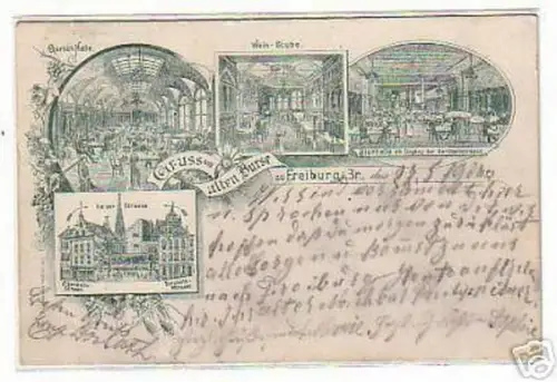 rare Ak Gruss aus der alten Börse Freiburg i.Br. 1900