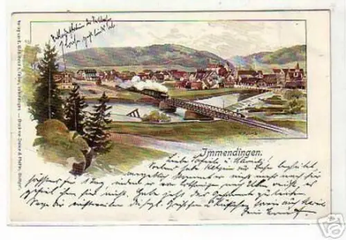 seltene Ak Lithographie Immendingen Eisenbahnstrecke 19