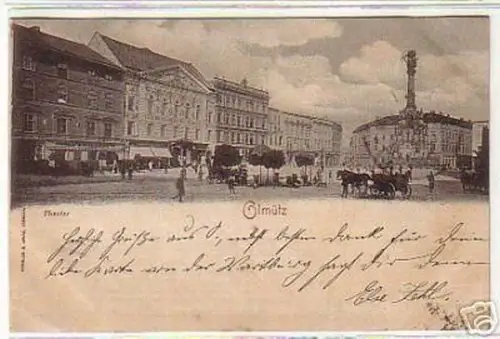 03507 Ak Olmütz Pferdekutschen vorm Theater 1897