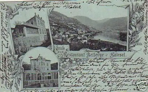 03620 Ak Gruß aus Restaurant Bellevue in Salesel 1909