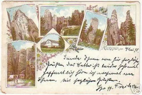 02578 Ak Lithographie Adersbach in Böhmen 1898