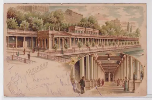41042 Ak Lithographie Karlsbad Mühlbrunnen Colonnade 1902