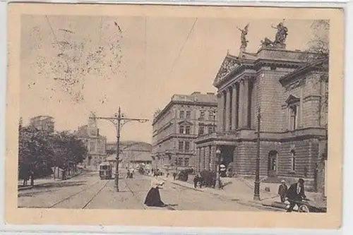 61132 Ak Prag Parkstrasse mit Strassenbahn 1909