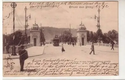 52003 Ak Gruß aus Prag neue Kaiser Franzens-Brücke 1902