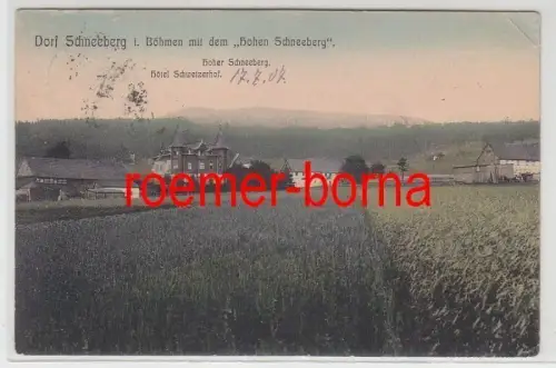 71634 Ak Dorf Schneeberg in Böhmen mit dem 'Hohen Schneeberg' 1907