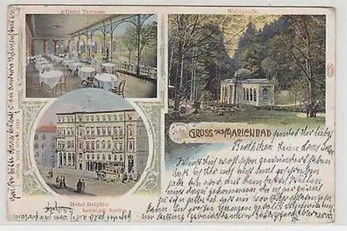 65640 Mehrbild Ak Gruß aus Marienbad Hotel Delphin 1907