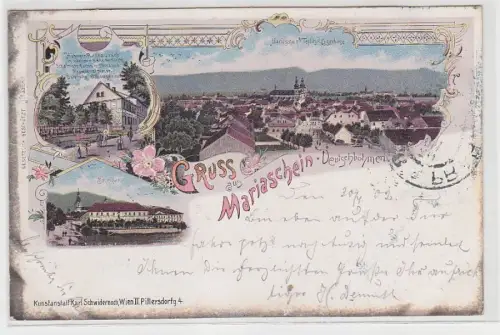 67098 Ak Lithografie Mariaschein Bohosudov Deutschböhmen Restaurant 1902