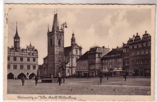 68113 Feldpost Foto Ak Leitmeritz an der Elbe Stadtansicht 1940