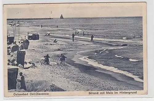 61703 Ak Ostseebad Ost-Dievenow Strand mit Mole im Hintergrund 1933