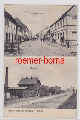 83347 Mehrbild Ak Gruß aus Nörenberg in Pommern Langestraße, Molkerei 1907