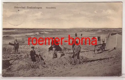 79592 Ak Ostseebad Henkenhagen Strandbild 1910