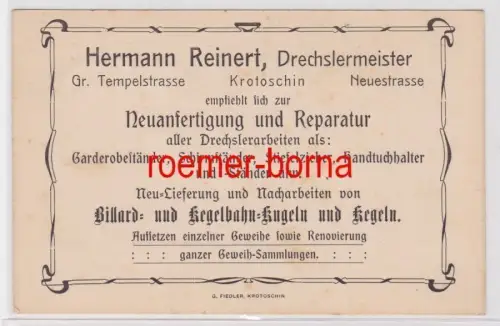 83465 Reklame Postkarte Drechslermeister Herman Reinert Krotoschin um 1900