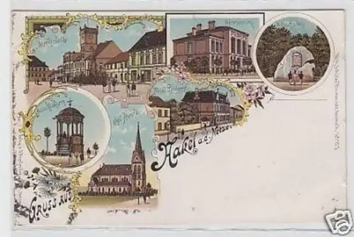 30732 Ak Lithographie Gruß aus Hakel a.d. Netze um 1900