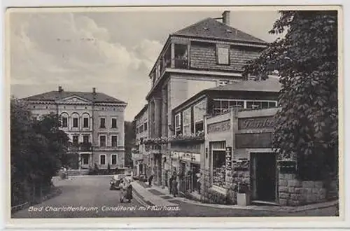 44403Ak Bad Charlottenbrunn Conditorei mit Kurhaus 1935