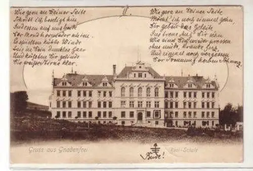 47754 Ak Gruß aus Gnadenfrei Real Schule 1900