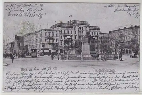 57679 Ak Breslau in Schlesien Tauentzienplatz mit Verkehr 1903