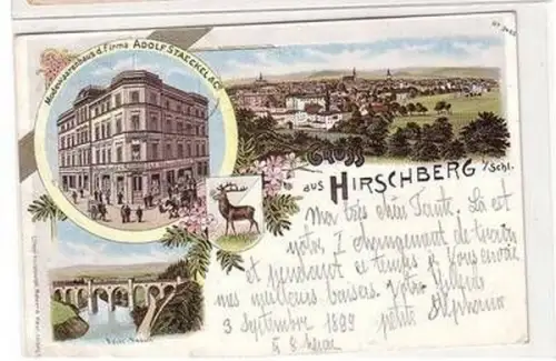 53139 Ak Lithografie Gruss aus Hirschberg Modewaarenhaus Staeckel 1899
