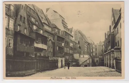 82184 AK Alt-Breslau / Wroclaw - Alte Ohle, Straßenansicht mit Häuserfront 1912