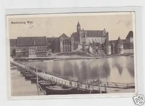 25089 Ak Marienburg in Westpreussen Behelfsbrücke 1913