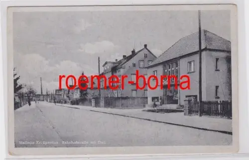 82773 Ak Mallmitz Malomice Kreis Sprottau Bahnhofstraße mit Deli um 1940