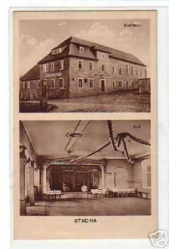 00904 Ak Stacha Fleischerei und Gasthaus um 1920