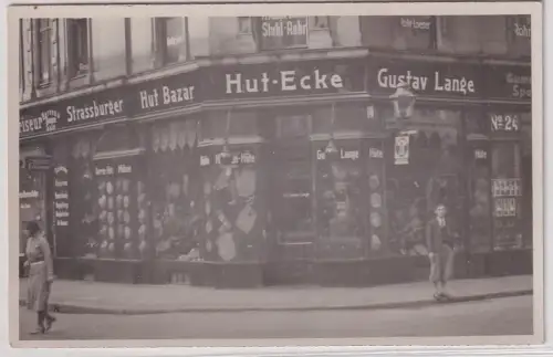 55184 Foto Ak Leipzig Merseburger Straße Hut Ecke Gustav Lange um 1920
