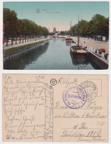 08101 Feldpost Ak Lille Stempel kgl. sächs. Eisenbahnbaukompanie Nr.7, 1916