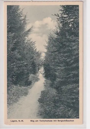 908131 Ak Lagow Łagów Polen Weg am Tschetschsee mit Bergschlösschen um 1930