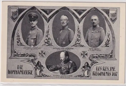 42387 Ak Die Kommandeure des Res. Infantrie Regiments 107 Leipzig-Gohlis um 1940