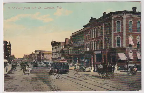 906273 Ak O Street East from 10th Street, Lincoln, Nebraska um 1930