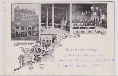 75749 Ak Gruß aus Leipzigs Post Casino Grimmaischer Steinweg 1898