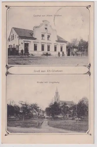 902596 Mehrbild Ak Gruß aus Alt-Glietzen Gasthof, Kirche mit Umgebung 1918