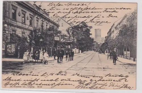 79701 Ak Leipzig Elsterstraße mit Blick auf Rathaus Neubau 1904