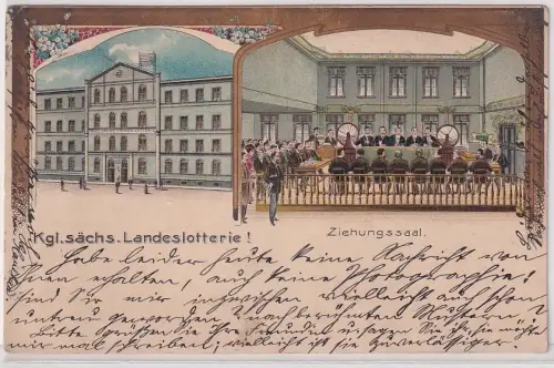 65760 Ak Lithpgraphie Leipzig Kgl.sächs.Landeslotterie Ziehungssaal 1903